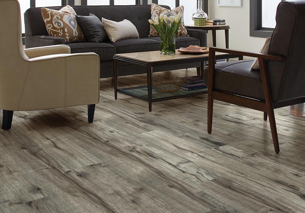 Wood-look laminate flooring in a living room