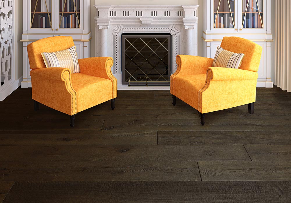 Hard surface flooring in a traditional living room